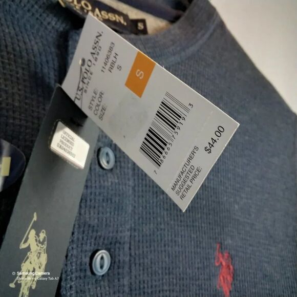 Men Official Licensed U.S. Polo Assn. Blue Natural Stretch Thermal Shirt Sm. NWT - Picture 5 of 8